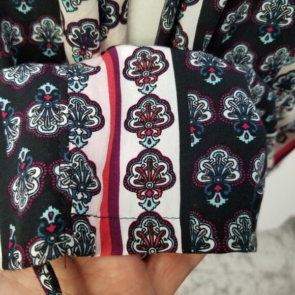 JOSIE NATORI NEW Women's Floral Print Robe Loungewear Short Sleeve Rayon Size S - Picture 7 of 13